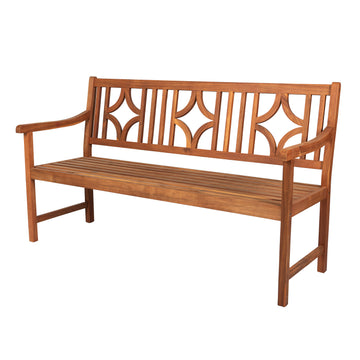 Sloane Ogee Diamond-Back 600-Lbs Support Acacia Wood Outdoor Garden Patio Bench - JONATHAN Y